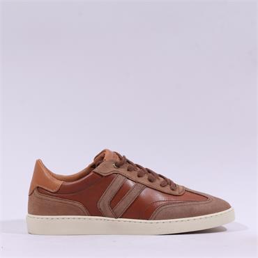 Tommy Bowe Tizzano Retro Laced Trainer - Tan Leather